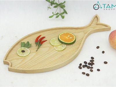 Khay gỗ đựng đồ ăn trang trí hình con cá số 23